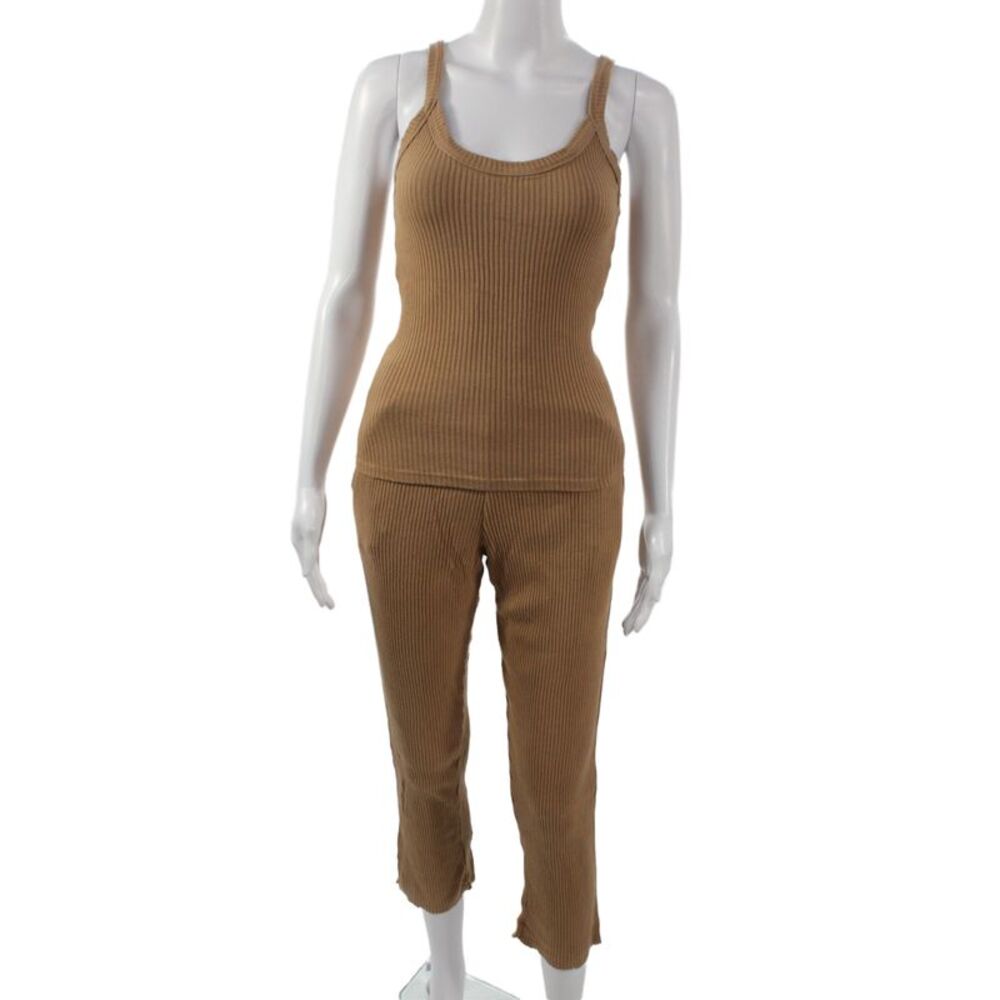 Leset Womens Beige Capri Cropped Pants Size XS